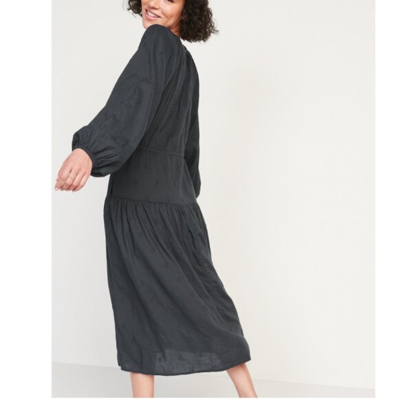 Old Navy Waist-Defined Embroidered Long-Sleeve Midi Dress Size Small - Picture 2 of 11
